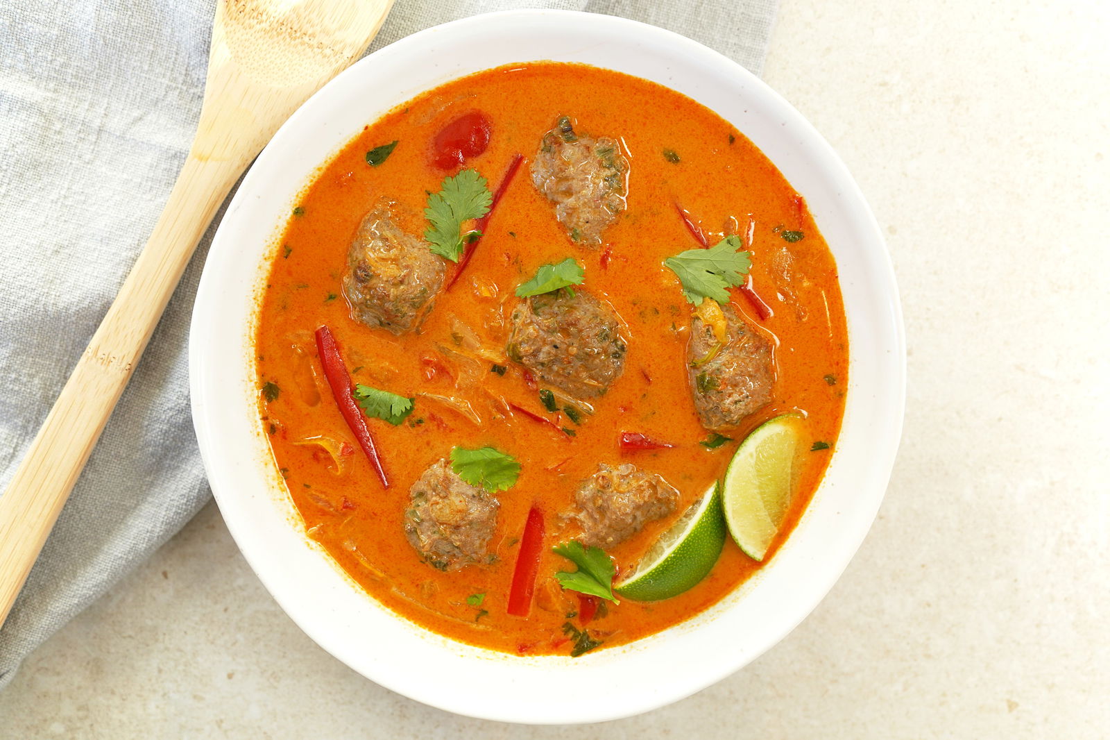 Coconut Curry with Chicken Scallion Meatballs