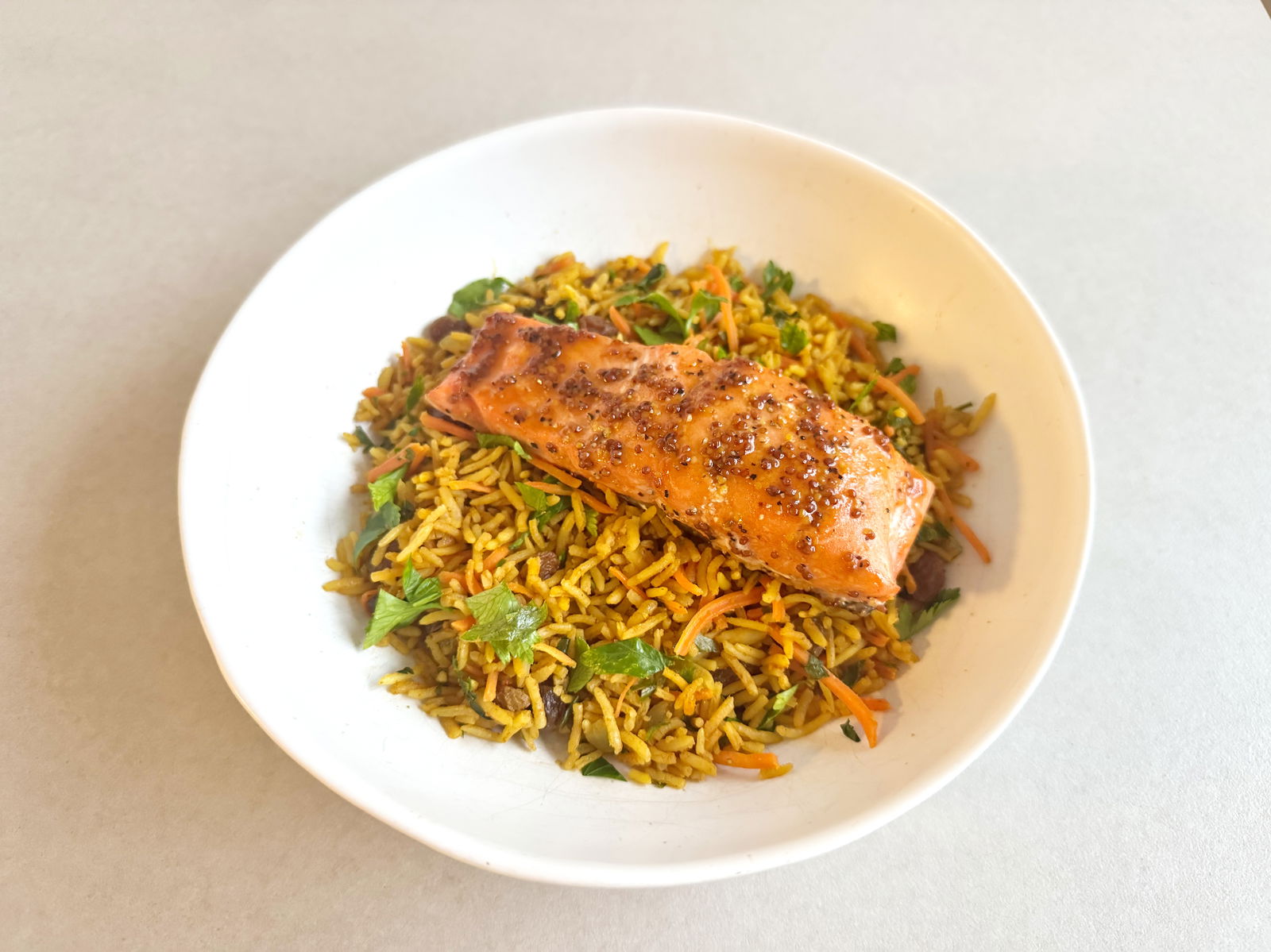 Maple Glazed Salmon with Rice Pilaf